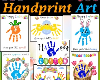 Decorazione pasquale con impronte di mani, regalo ricordo (download digitale)