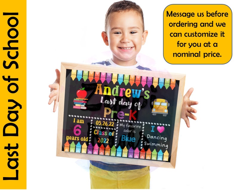 Editable Last Day of Pre-k Sign Template With Memories, Last Day of ...