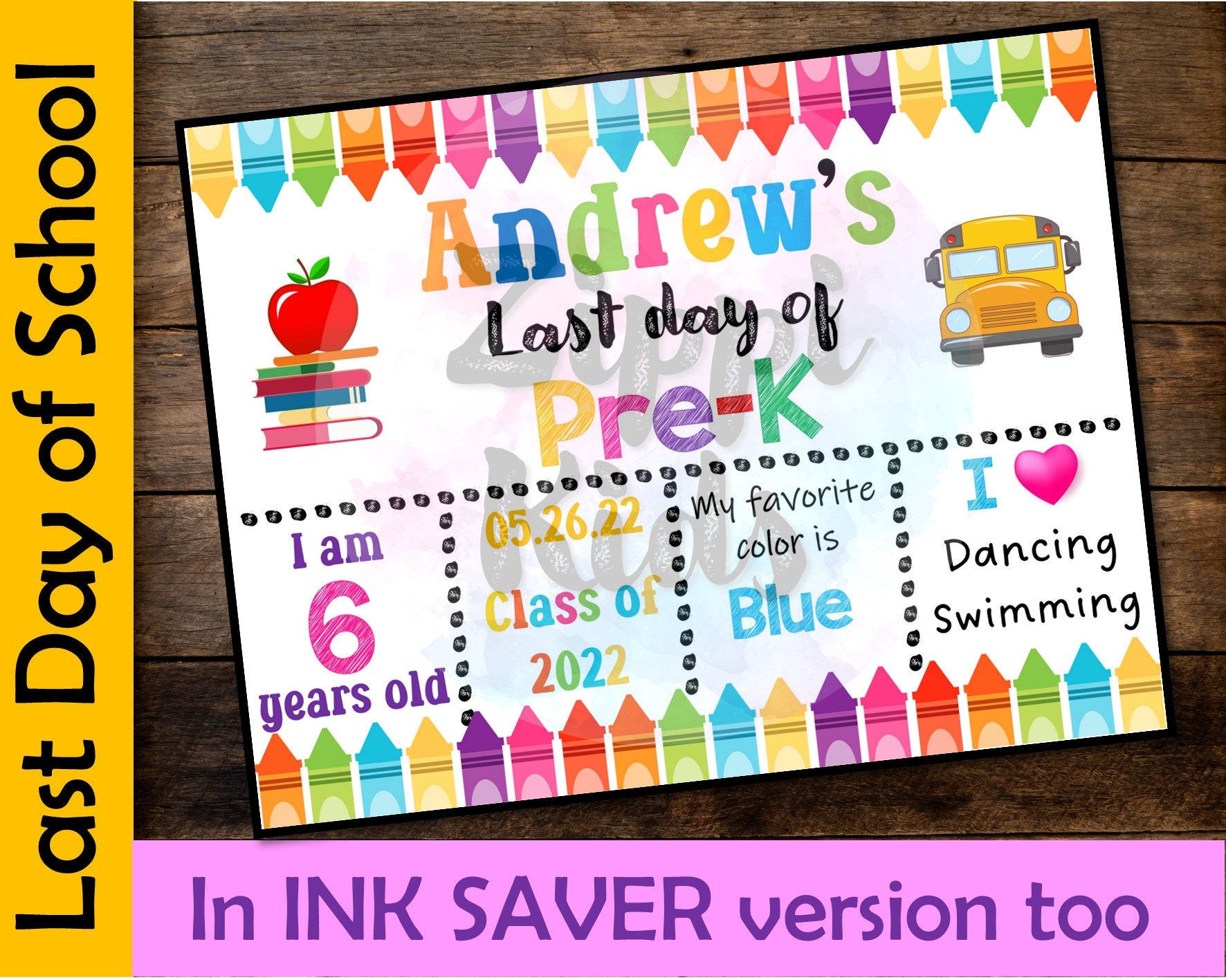 Editable Last Day of Pre-k Sign Template With Memories, Last Day of ...