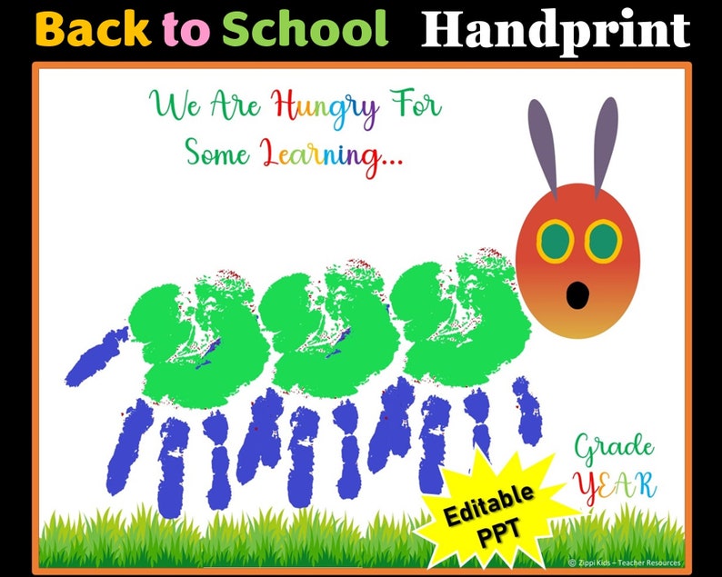 Back to School Handprint, Hungry Caterpillar Handprint Keepsake Art ...