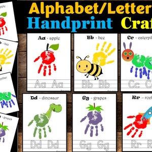 Alphabet Handprint Art Craft Book, Aa- Zz Letter Handprint Memory Book, ABC Phonics Book, Classroom Keepsake, Toddler, Preschool, Printable