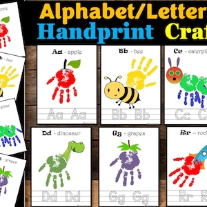 Alphabet Handprint Art Craft Book, Aa- Zz Letter Handprint Memory Book, ABC Phonics Book, Classroom Keepsake, Toddler, Preschool, Printable