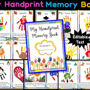 My Handprint Memory Book with Poems, Year-long Printable Memory Book for Preschool, Kindergarten, 1st Grade, Keepsake art