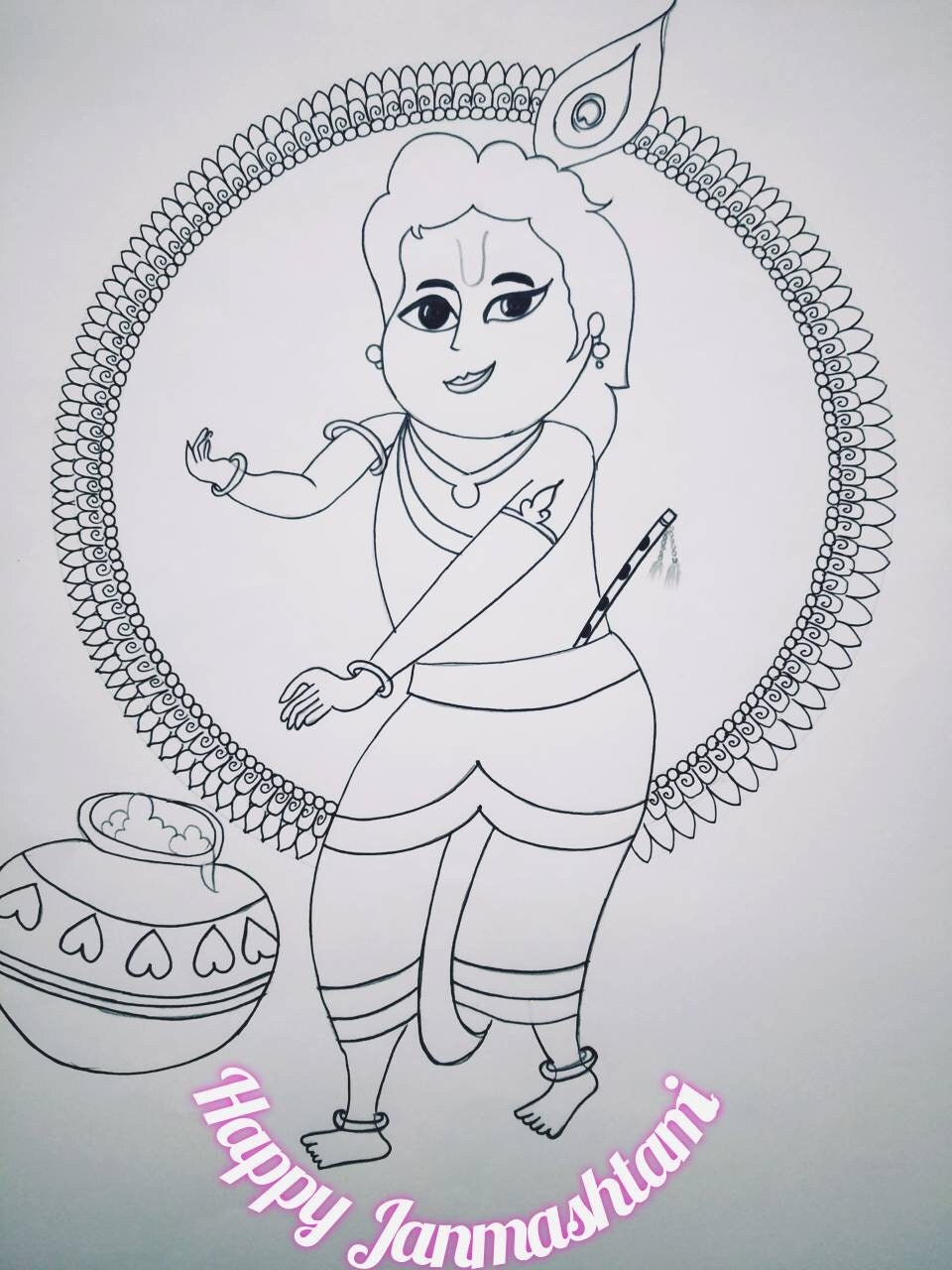 25+} Easy Krishna Janmashtami Drawing Images Sketches Paintings for Kids  with Radha Krishna Drawings