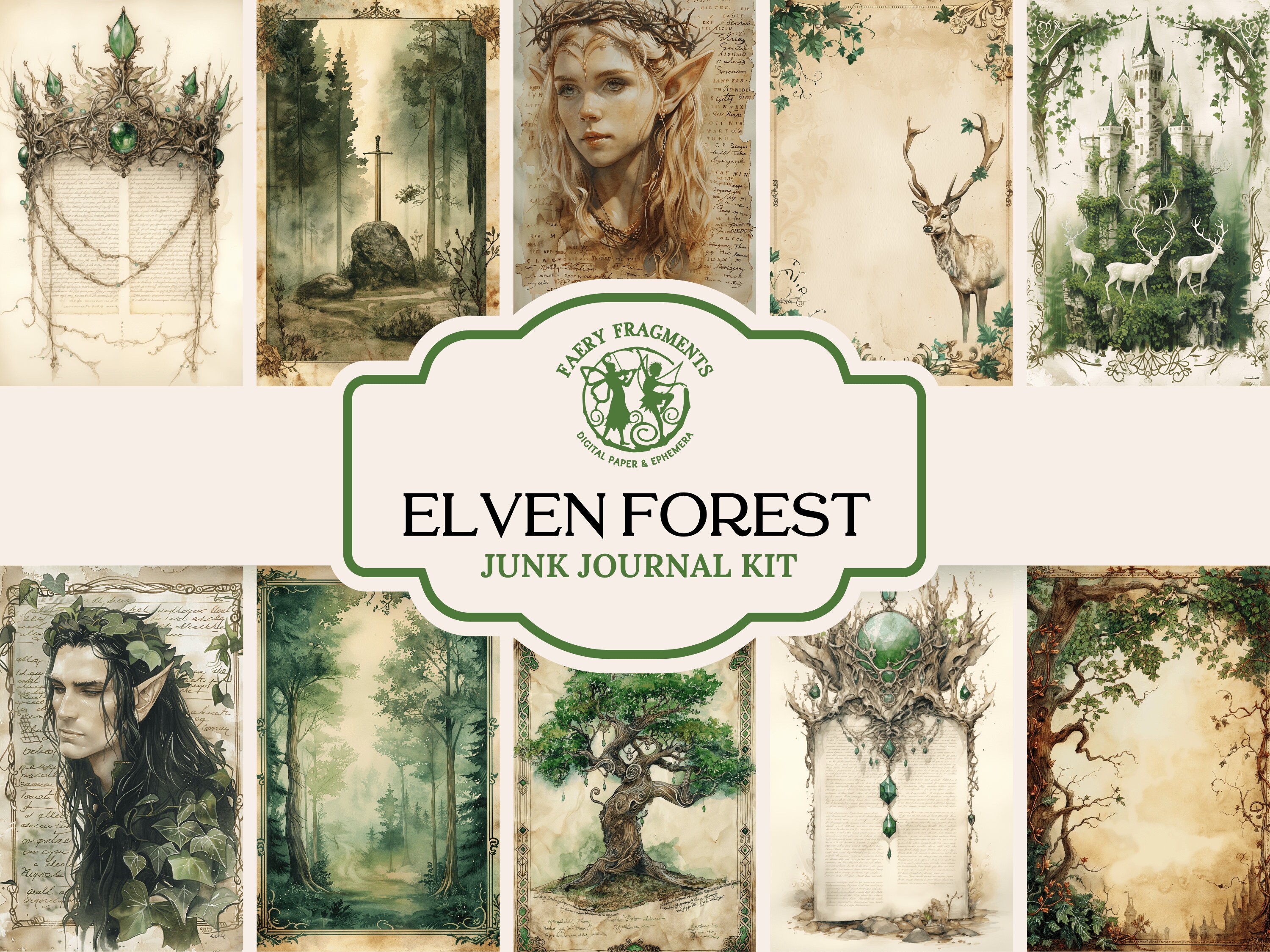 Elven Forest Junk Journal Kit, Fantasy Elf Scrapbook Pages, Whimsical ...