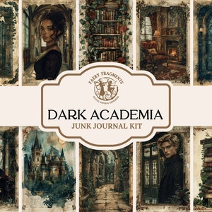 Kit de journal indésirable Dark Academia, pages de scrapbooking école de magie, papeterie livresque de bibliothèque, imprimable, téléchargement numérique