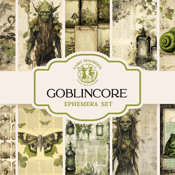 Victorian Goblincore Digital Ephemera Kit | Dark Cottagecore Junk Journal Paper | Vintage Printable Scrapbooking Paper