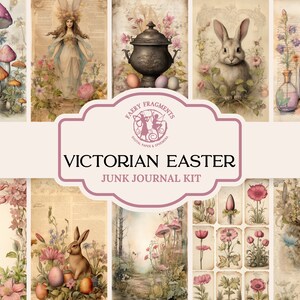 Viktorianisches Ostern Junk Journal Kit, Ostern Printable, Frühling, Vintage, Gothic, Grunge, Pink, Grün