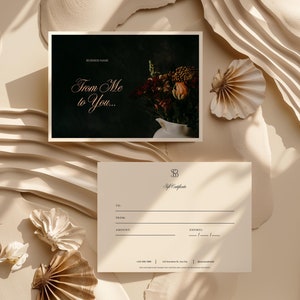 Modèle de chèque-cadeau, chèque-cadeau de designer floral pour fleuriste, carte de récompense canva modifiable, carte-cadeau de réduction bricolage imprimable, 8,5 x 3,5, 7 x 5