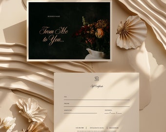 Gift Certificate Template, Florist Floral Designer Gift Voucher, Editable Canva Reward Card, Printable DIY Discount Gift Card, 8.5x3.5, 7x5