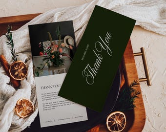 Thank You Card Template, Florist Flower Arrangement Business Thank You Card, Printable Thank You For Your Order, Flower Shop, 4x9, 3.5x2