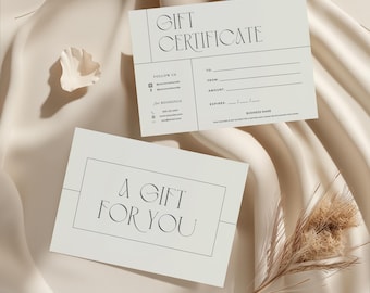 Gift Certificate Template, Esthetician Beauty Salon Gift Voucher, Modern Editable Canva Reward Card, Printable DIY Discount Gift Card, 7x5