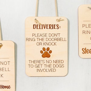 Dog Doorbell Sign | Don't Ring The Doorbell | Mini Door Sign | Don't Knock Sign | Deliveries Sign