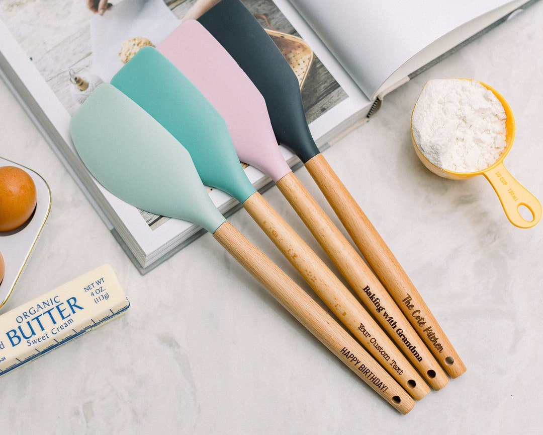 Custom Engraved Spatula Personalized Silicone Wood Baking Tool
