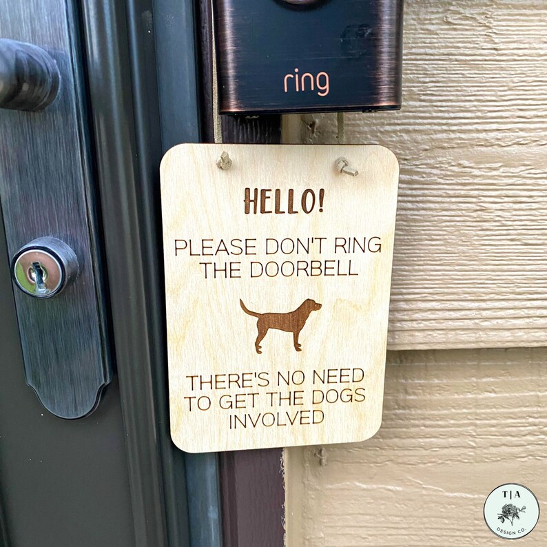 Hello Dog Doorbell Sign Don't Ring the Doorbell Mini Etsy