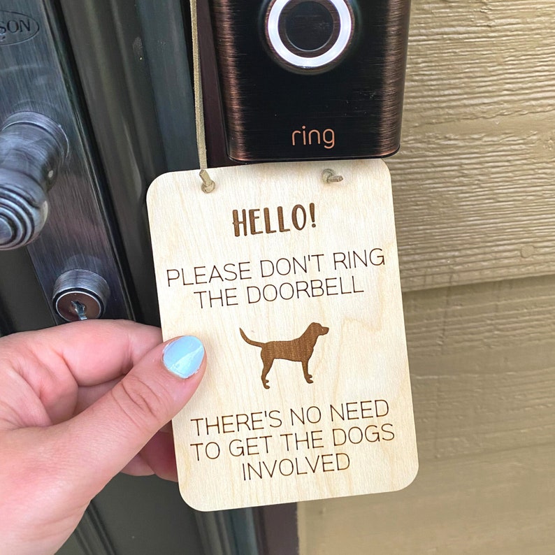 Hello Dog Doorbell Sign Don't Ring the Doorbell Mini Etsy