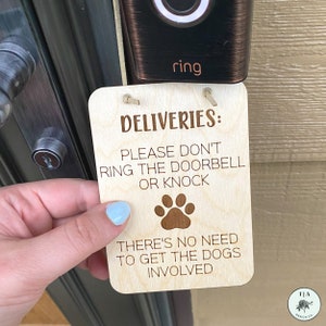 Dog Doorbell Sign | Don't Ring The Doorbell | Mini Door Sign | Don't Knock Sign | Deliveries Sign