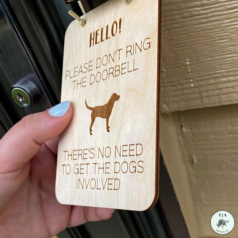 Hello Dog Doorbell Sign Don't Ring the Doorbell Mini Etsy