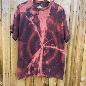 XL Brown Tan Tie Dye Bleach Dye Crew Neck T-shirt, Reverse Tie Dye Shirt, Women’s Shirt, Acid Wash Shirt, Gift for Her