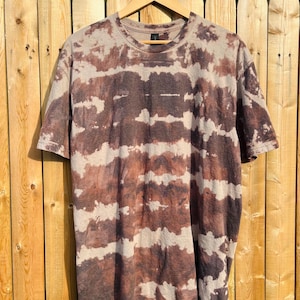 XL Grey Tie Dye Bleach Dye Crew Neck T-shirt, Reverse Tie Dye Shirt, Women’s Shirt, Acid Wash Shirt, Gift for Her