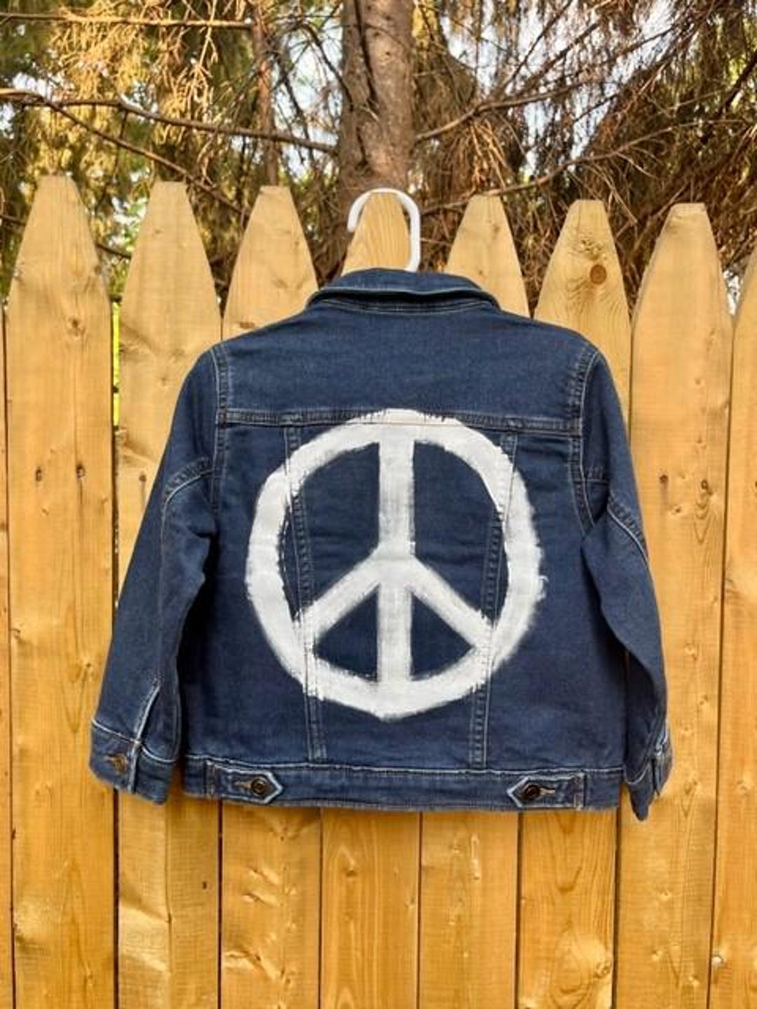 3T Hand Painted Peace Sign Denim Jacket, Upcycled Kids Art - Etsy