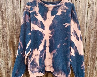 XL Tie Dye Crew Neck Sweatshirt, Bleach Tie Dye, Oversized Sweater
