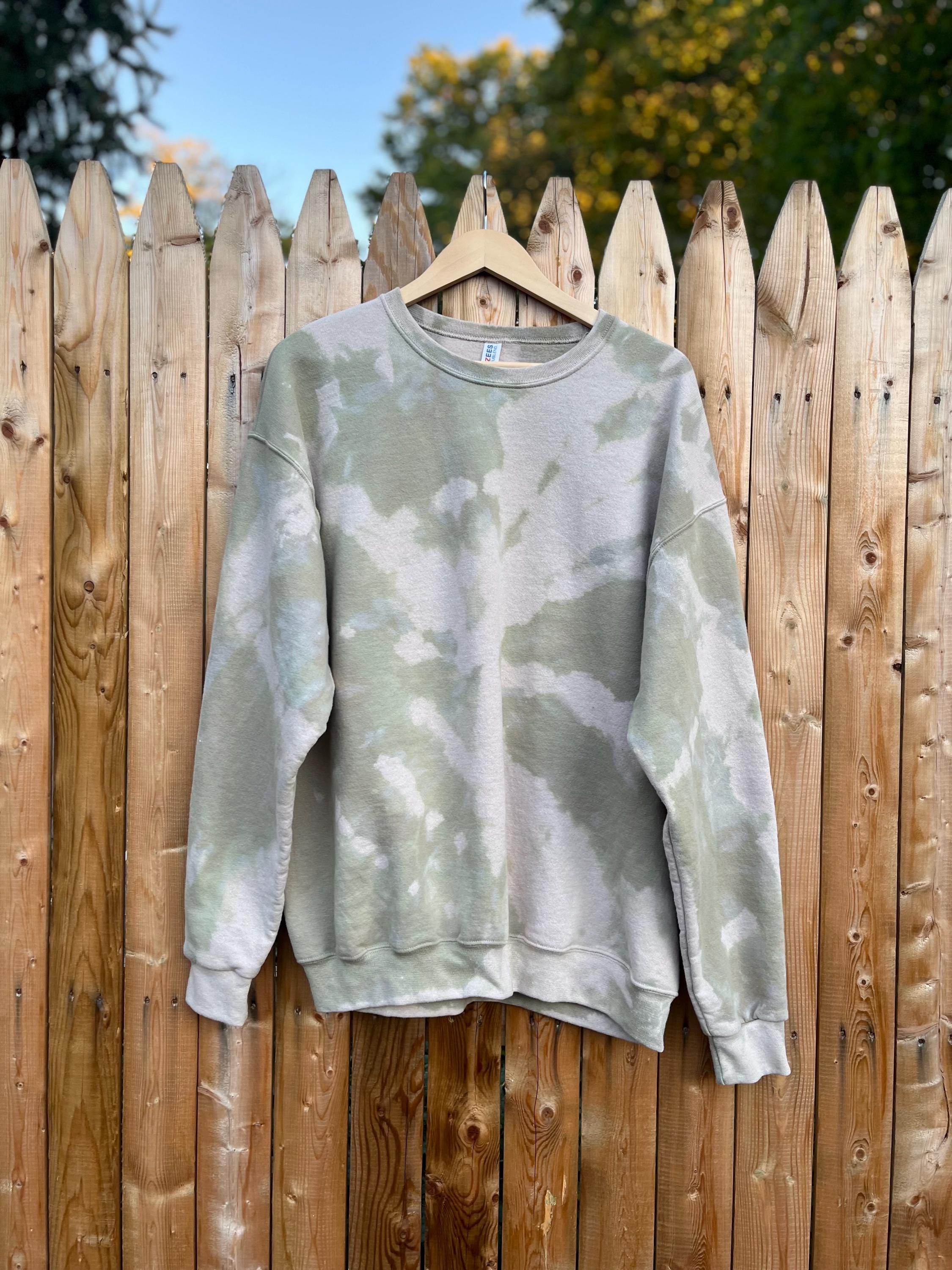 Bleach Tie Dye Patterns Bleach Dye Green Sweatshirt XL Tie Dye