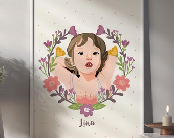 Retrato de pareja personalizado, ilustración familiar digital personalizada, regalo del día de la madre, regalo de aniversario, regalo de arte digital