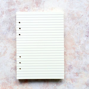 Carta di ricambio A5 per agenda/raccoglitori/organizer, fogli sciolti perforati a 6 fori, 120 GSM 100 fogli/200 pagine