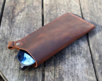 Étui à lunettes en cuir personnalisé, pochette à lunettes de soleil, étui à montre en cuir véritable fait main, étuis à lunettes, cadeau d'anniversaire