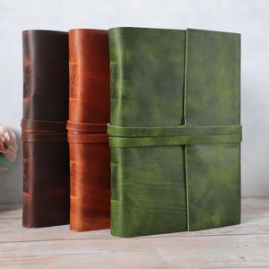 A4 Personalised Leather Journal, 12X9&quot; Extra Large Handmade Leather Notebook, Wedding Guest Book, Scrapbook,  Birthday Gift