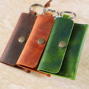 Personalized Leather Keychain Card Holder: Mini Coin Wallet image 7