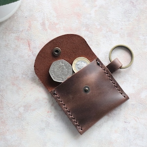 Personalisierte Leder Geldbörsen, handgemachte Leder Schlüsselbund, Schlüsselbund Brieftasche, Münztasche, Geburtstagsgeschenk Dark Brown