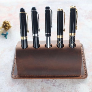 Leather Pen Holder for Desk, Personalised Pen Organizer, Pencil Holder, Pen Holder Desk Tidy, Handmade Genuine Leather Pen Holder image 5