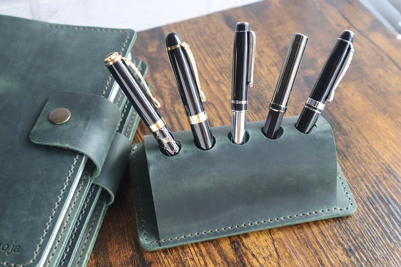 Leather Pen Holder for Desk, Personalised Pen Organizer, Pencil Holder, Pen Holder Desk Tidy, Handmade Genuine Leather Pen Holder image 4