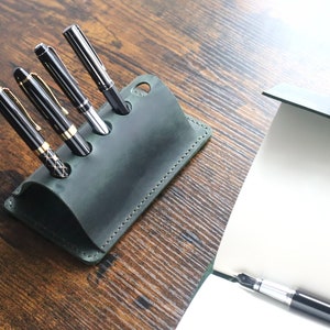 Leather Pen Holder for Desk, Personalised Pen Organizer, Pencil Holder, Pen Holder Desk Tidy, Handmade Genuine Leather Pen Holder image 2