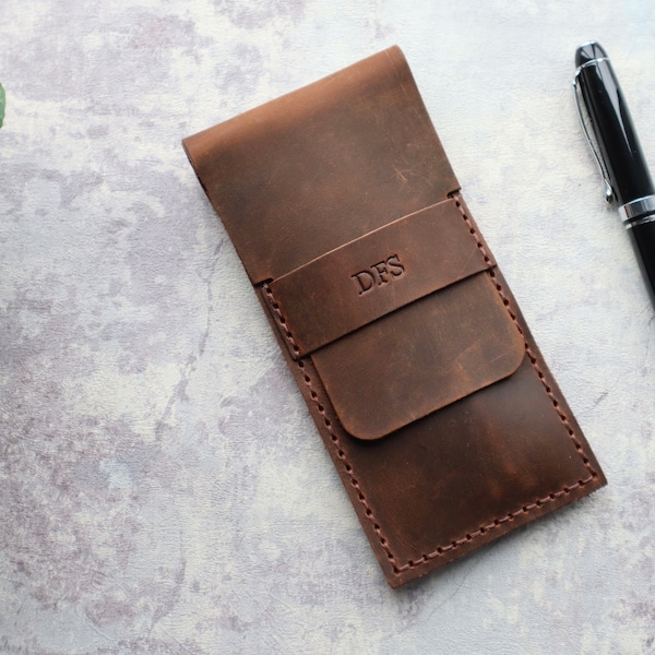 Personalised Pen Pouch, Genuine Leather Pen Holder, Leather Pencil Case, Handmade Pencil Case, Birthday gift