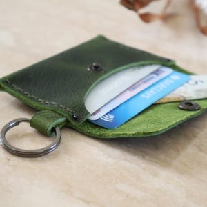 Personalized Leather Keychain Card Holder: Mini Coin Wallet image 4