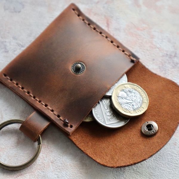 Personalised Leather Coin Purses, Handmade Leather Keychain, Keychain Wallet, Coin Bag, Birthday Gift