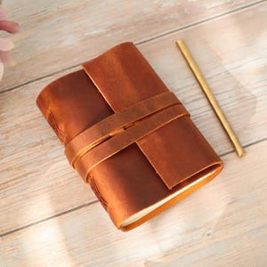 A6 Handmade Leather Journal, Personalized 6x4.5&quot; Leather Notebook, Diary Journal, Travel Journal, Poetry Journal, Birthday Gift