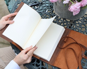 Refillable A5 Leather Journal: Handmade Rustic Travel Diary, Personalized