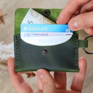 Personalized Leather Keychain Card Holder: Mini Coin Wallet image 6