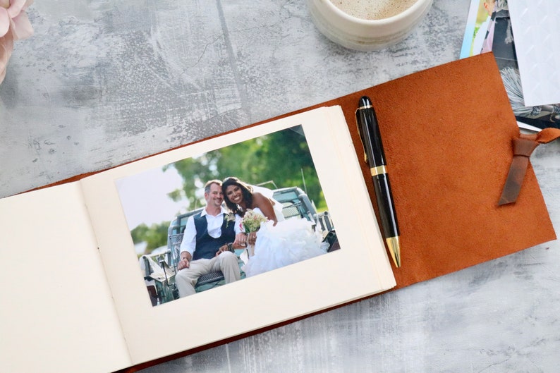 Personalised Photo Album, Handmade Leather Photo Album, Photo Guestbook, Baby Photo album, Genuine Leather Photobook, Anniversary Gift image 8