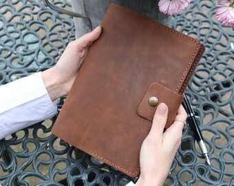 Journal en cuir rechargeable, carnet de notes personnalisé A5 en cuir rustique fait main, carnet de croquis de journal intime vintage, cadeau de Noël personnalisé