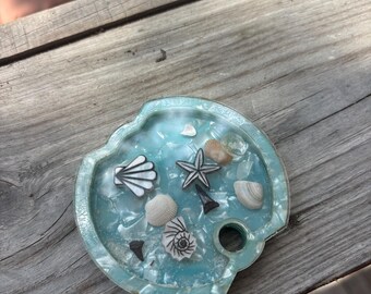 30oz beachy shells and shark teeth shaker topper for Stanley