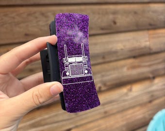 purple glitter Peterbilt hair claw clip- Goodwin customs