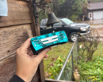 teal mirror front end hair clips- Goodwin Customs