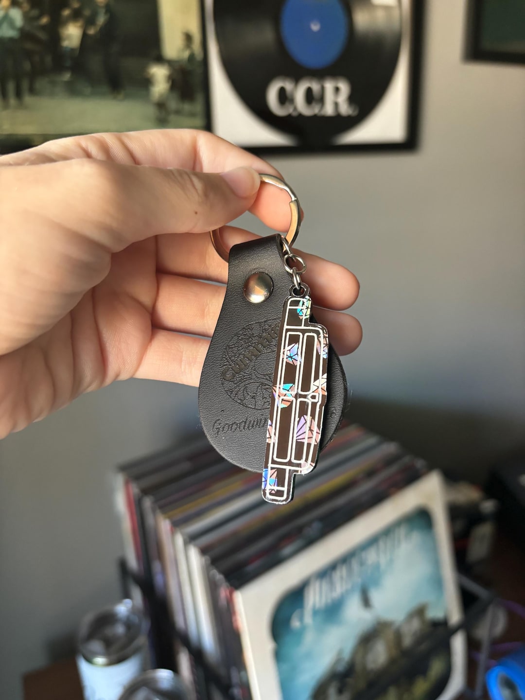 Iridescent Diamond Front End Keychain, Engraved Leather Keychain ...