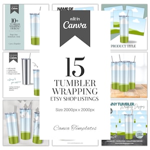 Tumblers Wrapping Listing Templates |  Tumblers Mockup Template | Skinny Tumbler Listing Mockups  | Tumblers etsy Listing Canva Mockups