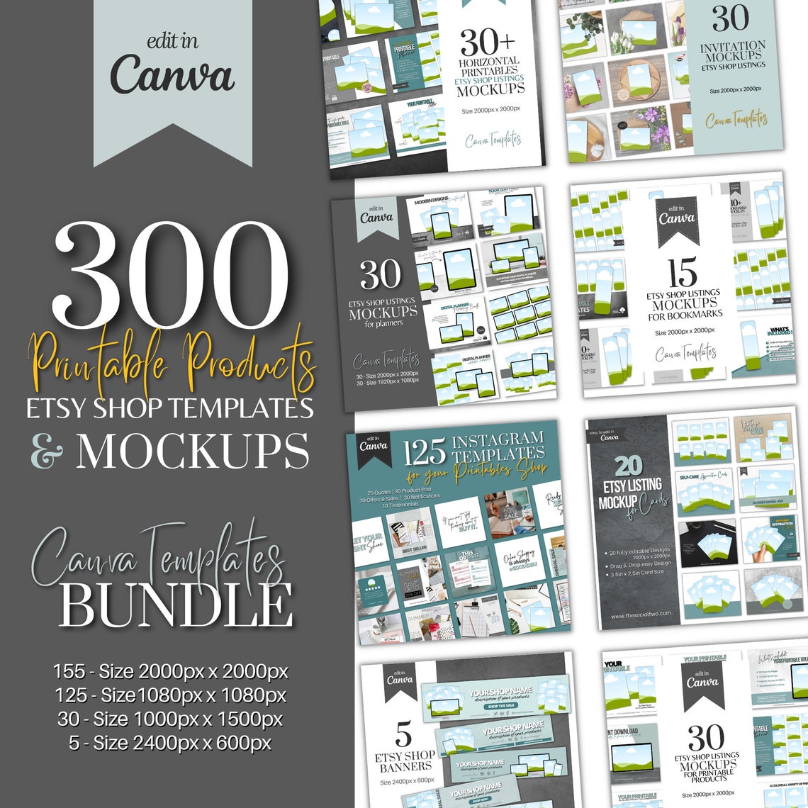 Listings Mockups for Printable Products Etsy Printable Shop - Etsy